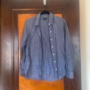lucky brand chambray denim button down shirt